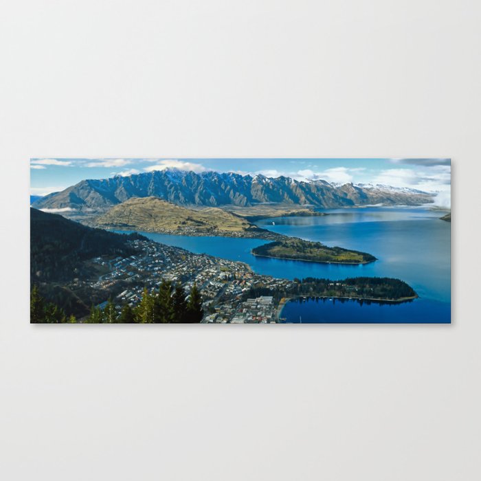 Lake Wakatipu New Zealand Framed PANORAMIC CANVAS PRINT Wall Art