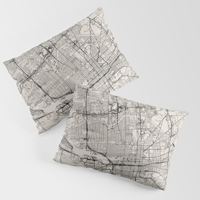 Stockton USA - Black and White City Map Pillow Sham