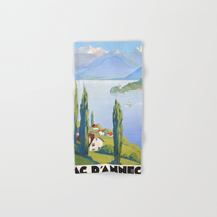French vintage travel poster Annecy France Hand & Bath Towel