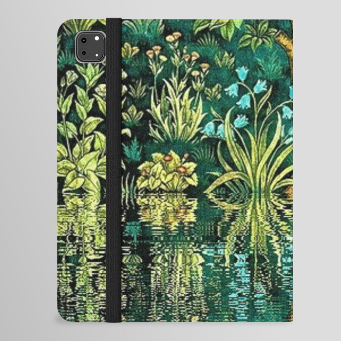 Tree of Life reflecting water of garden lily pond emerald twilight rainforest river nature landscape painting iPad Folio Case