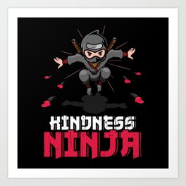 Kindness Ninja Japan Hearts Day Valentines Day Art Print