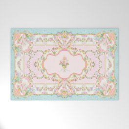  French Rococo Floral Watercolor Panel Welcome Mat