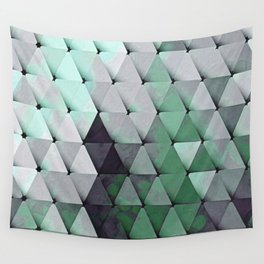 Painted Rainbow Triangles Greens Grays Wall Tapestry