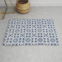 Portuguese tiles pattern blue Area & Throw Rug