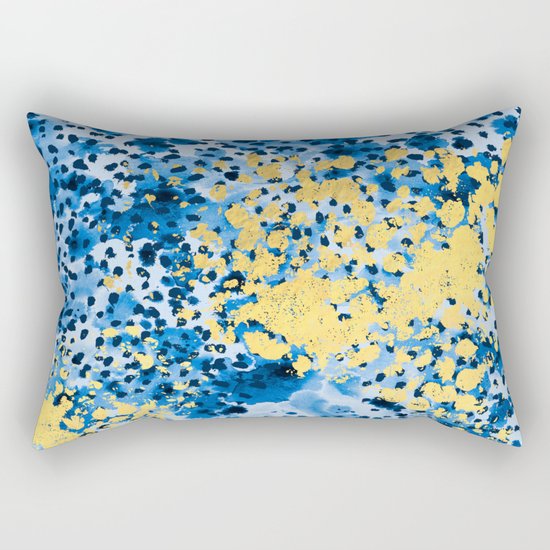 Nell - abstract gold indigo blue painting free spirit hipster boho college dorm modern minimalism Rectangular Pillow