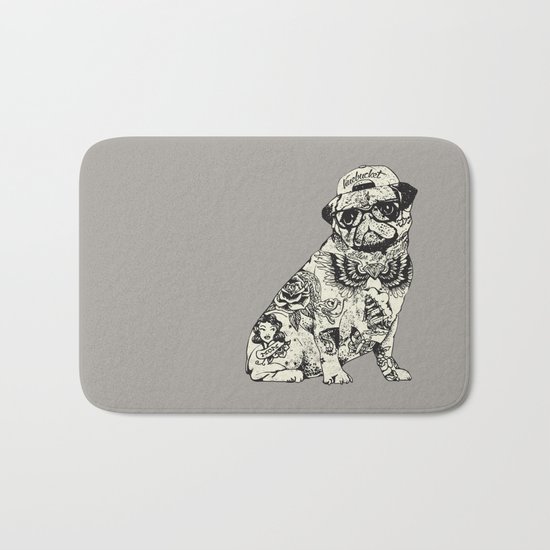 Pug Tattoo Bath Mat