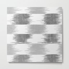 Modern black gray white ikat pattern Metal Print
