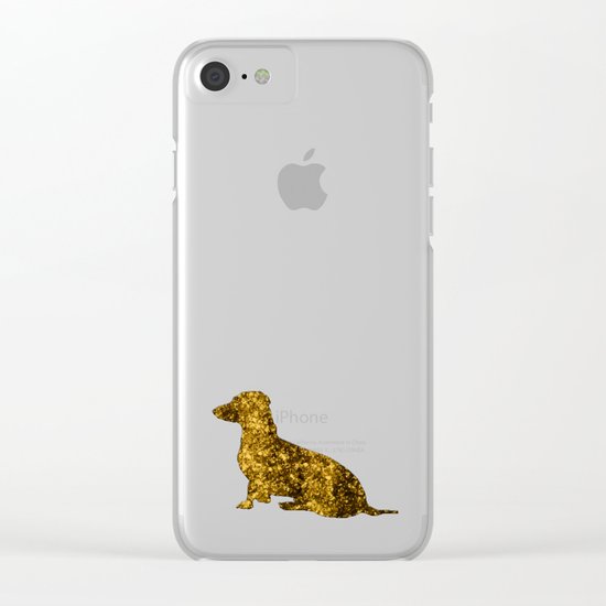 I LOVE my Dachshund - Luxury glitter dog Clear iPhone Case