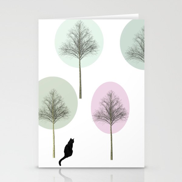 Black Cat in Forest Stationery Cards