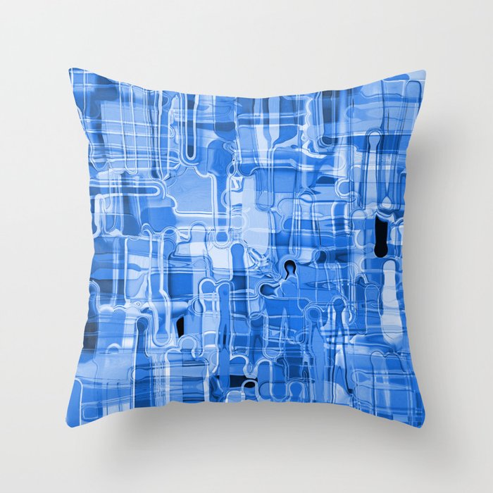 Modern Abstract Digital Paint Strokes in Cobalt Blue Throw Pillow