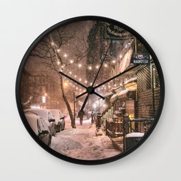 Snow - New York City - East Village Wall Clock | Newyorkcity, Sepia, Cityscape, Vintage, Ny, Urban, Street, Snow, Winter, York 