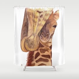 Baby giraffe and his mother Shower Curtain