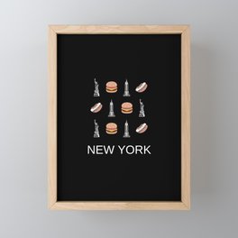 New York Retro Art Decor Boho Vacations Black Modern Decor Illustration  Framed Mini Art Print