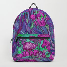 Vincent Van Gogh Irises Painting Violet Fuchsia Palette Backpack