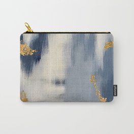 Blue and Gold Ikat Abstract Pattern #2 Carry-All Pouch