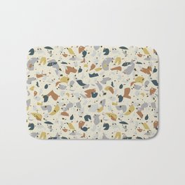Terrazzo seamless pattern with overlapping elements in earth colours combination. Bath Mat