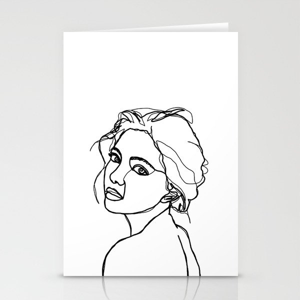 Woman's face line drawing - Adena Stationery Cards