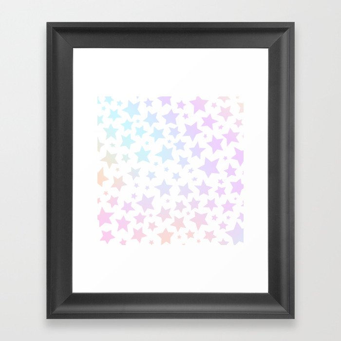 Iridescent Rainbow Star Pattern Framed Art Print
