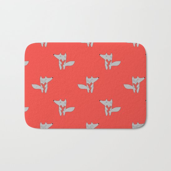 Fox in love red Bath Mat