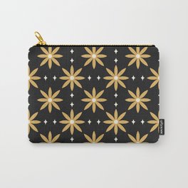 Star Flower Pattern Black and Gold Carry-All Pouch