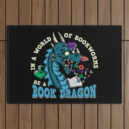 In A World Of Bookworms Be A Book Dragon Outdoor Rug