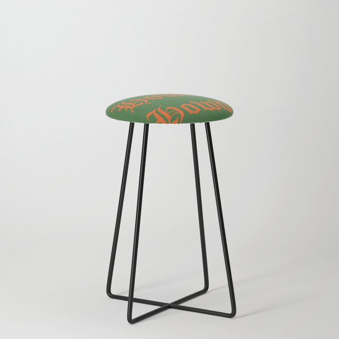 Old English Howdy Green and Orange Counter Stool