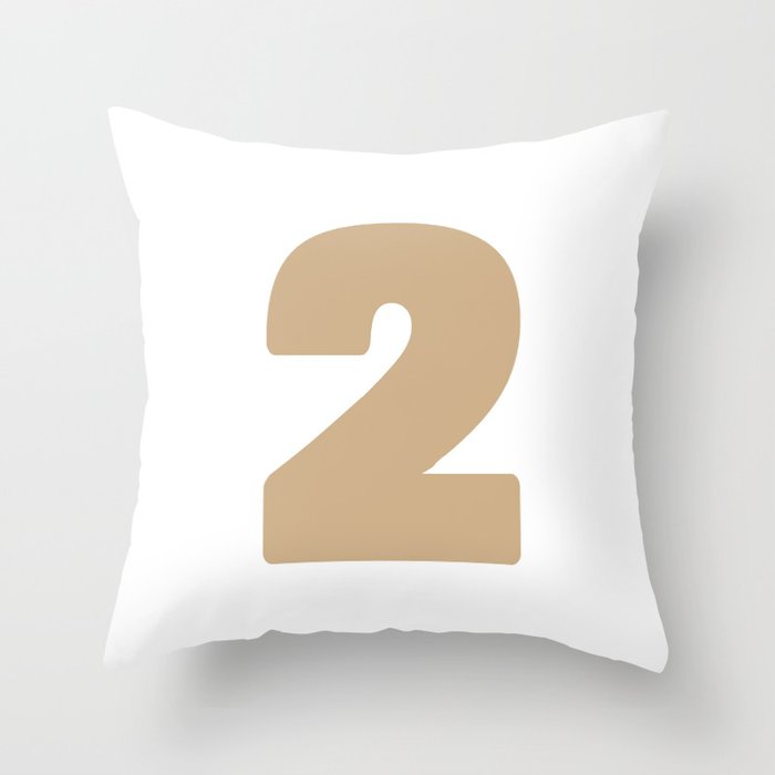 2 (Tan & White Number) Throw Pillow