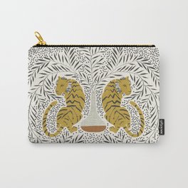 Tiger Vase Carry-All Pouch | Retro, Curated, Jungle, Pattern, Black And White, Tree, Spots, Boho, Vine, Leopard 