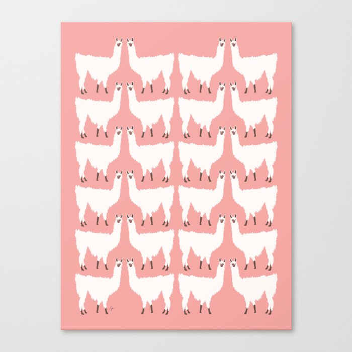 Llamas in Pink Canvas Print
