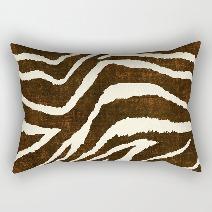 Animal Print Zebra In Winter 2 Brown And Beige Rectangular Pillow
