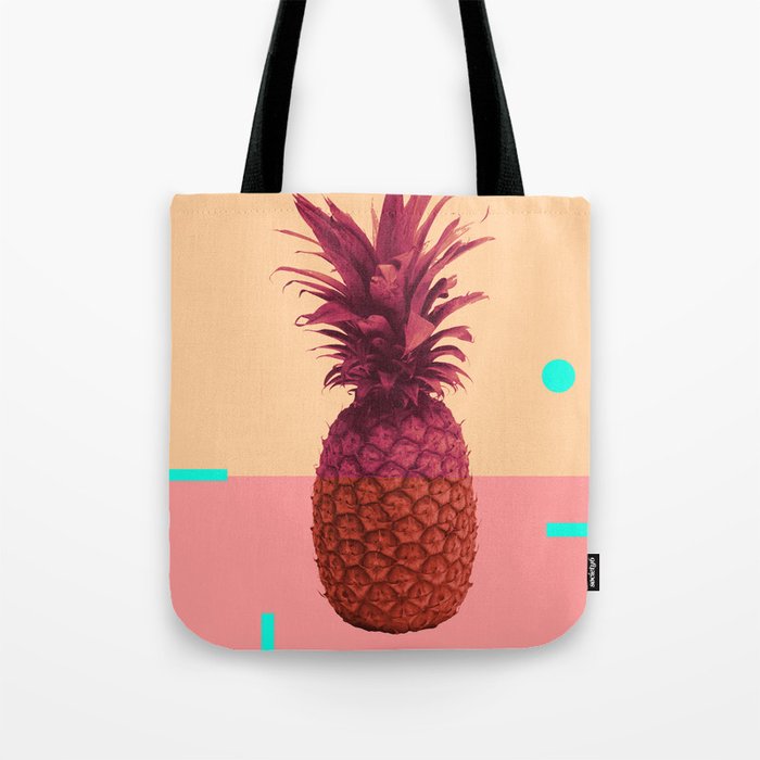 Pineapple Print - Tropical Decor - Botanical Print - Pineapple Wall Art - Pink, Peach - Minimal Tote Bag