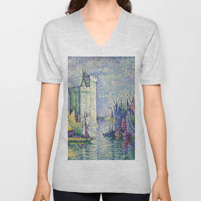 Paul Signac  "Arc-en-ciel, La Rochelle, le Port" V Neck T Shirt