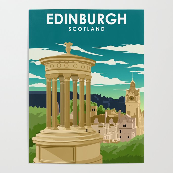 Edinburgh Scotland Vintage Minimal Retro Travel Poster Poster