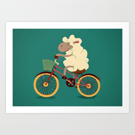 Lamb on the bike Art Print