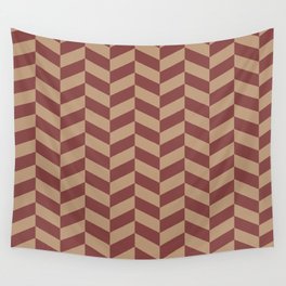 Cappuccino Coffee Brown Herringbone Zigzag Arrow Pattern Wall Tapestry