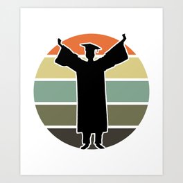Graduating Male Student Retro Sunset black Art Print | Class Of 21, Graduation Party, Freshman, Class, Senior Mastered, Mom, Highschool, Senior 2021, Son, 2023 