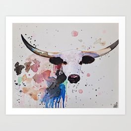 Texas painted longhorn Art Print