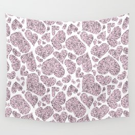 Cute blush hearts with pink floral branches texture Wall Tapestry