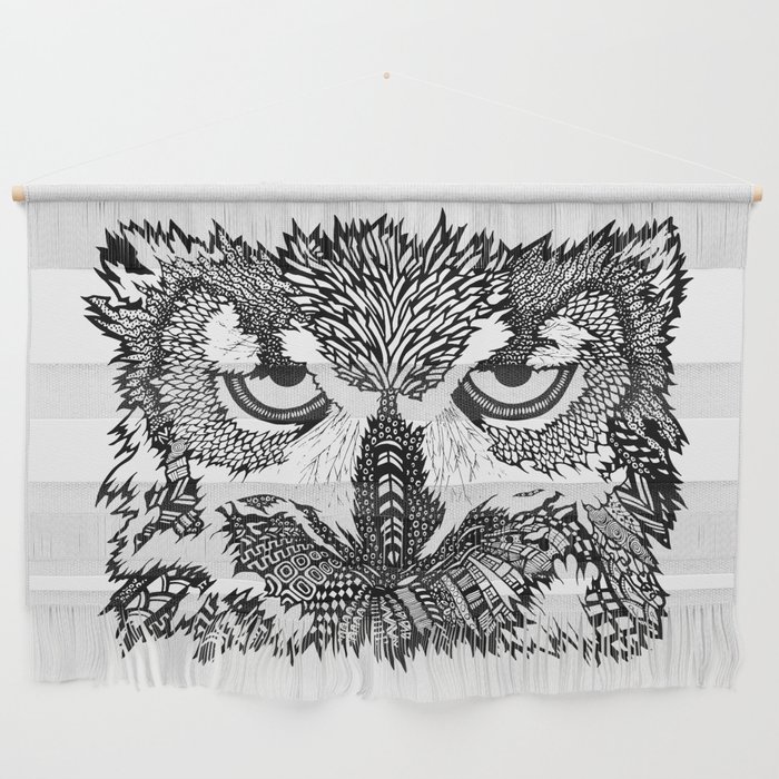 Disinterested Owl | Animal Zentangle Design | Hand-Drawn Owl Doodle | Unique Art Wall Hanging