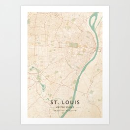 St. Louis, United States - Vintage Map Art Print