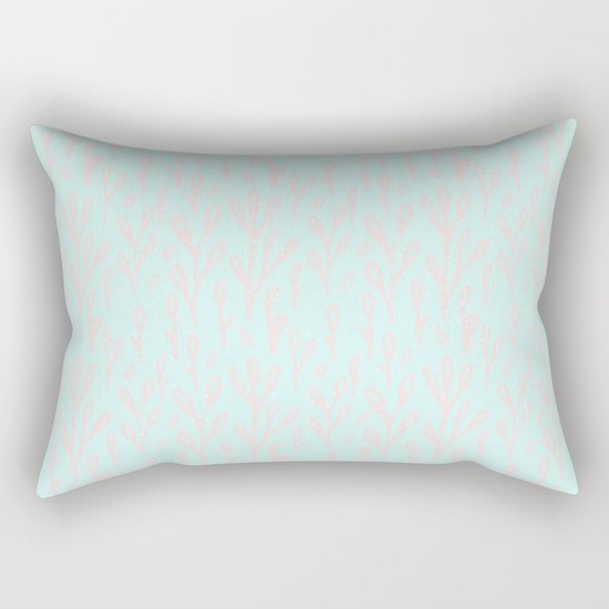Merry christmas- abstract winter pattern with pink branch and snow Rectangular Pillow