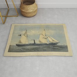 U.S. steam boat Kanawha , Vintage Print Rug | Classic, Ship, Sea, History, Navy, Sailing, Boat, Painting, Seafaring, Maritime 