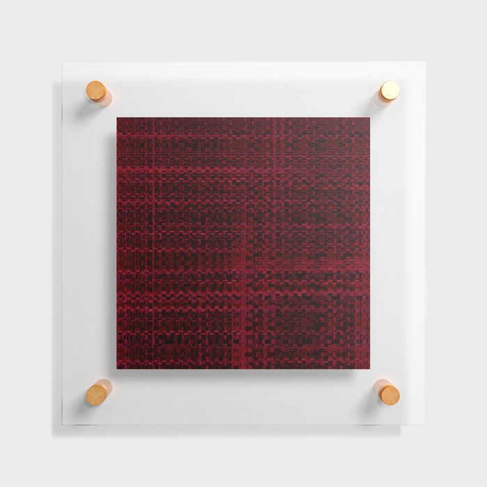 Crimson Red Grid Line Pattern Floating Acrylic Print