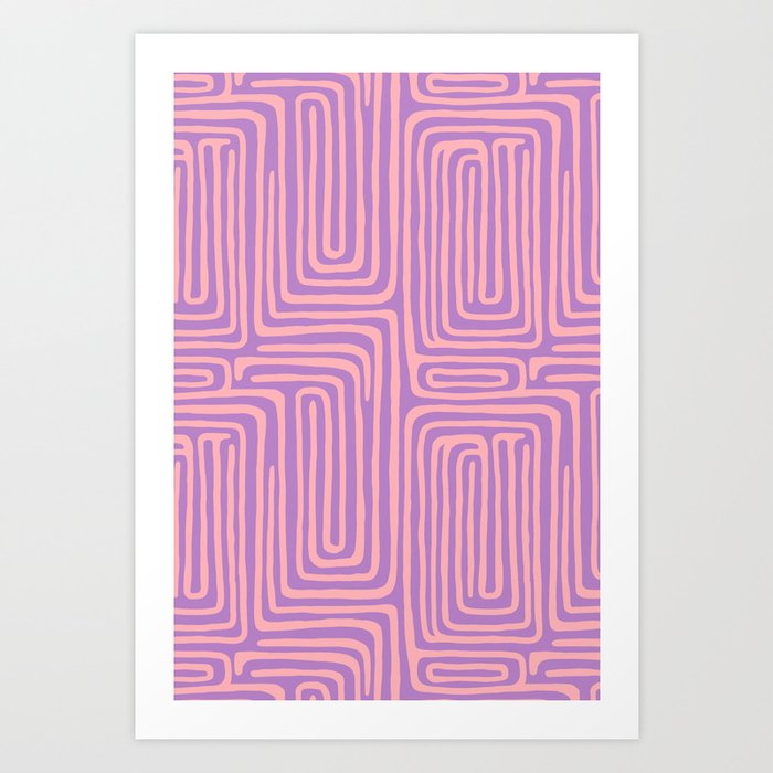 Abstract Stripe in wild violet swirl  Art Print