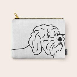 Bichon Frise Mix Dog Portrait Black and White Carry-All Pouch