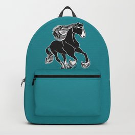 Black & White Horse with Teal Backpack