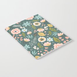 Wildflowers All Over - Teal Notebook