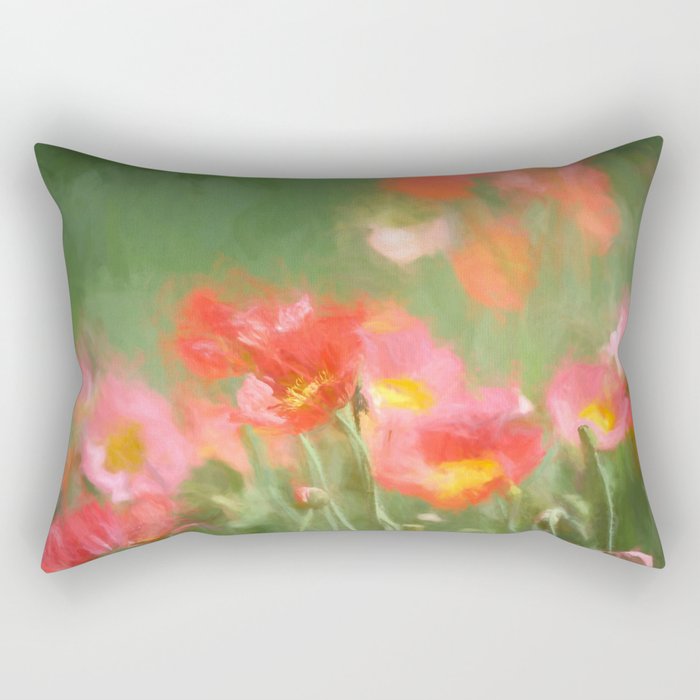 Poppy Flowers painting Rectangular Pillow
