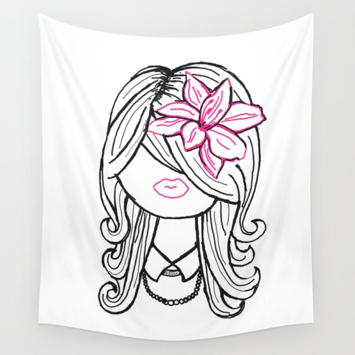 Pretty Hair Flower and Pearls Wall Tapestry