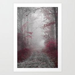 Country Road in Burgundy and Gray Art Print